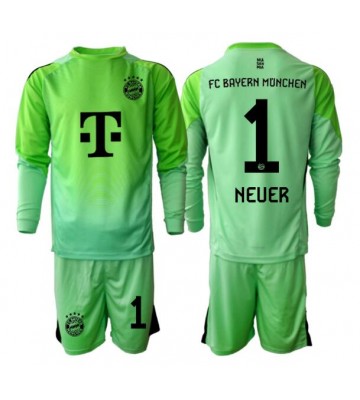 Bayern Munich Manuel Neuer #1 Portero Primera Equipación Niños 2025-26 Manga Larga (+ Pantalones cortos)